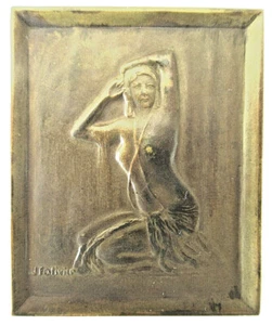 FRANCE-c.1939 -NUDE WOMAN ON A KNEE - ART DECO PLAQUE  - VERY RARE - Picture 1 of 2