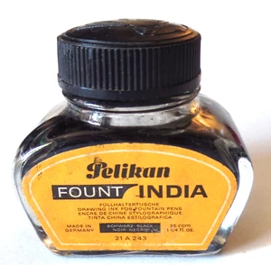Vintage PELIKAN FOUNT INDIA INK Bottle & Lid Made in Germany - Picture 1 of 6