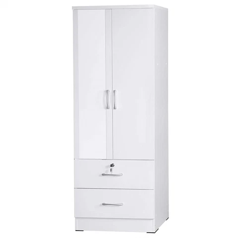 Better Home Products Grace Armoire Wardrobe with Mirror & Drawers in White Cover