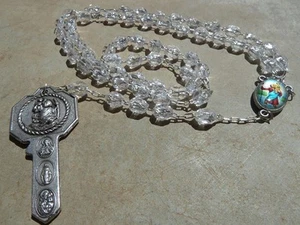 Chapelet en perles à facettes Saint Christophe St Joseph avec clé Saint Antoine - Imagen 1 de 8