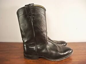 Nocona Black Mens Leather Cowboy Western Rancher Pull On Boots Size 8.5 Vintage