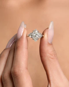 Bague en or rose 18 carats F VS1 3,70 ct diamant cultivé en laboratoire certifié IGI cadeau bijoux - Photo 1/12