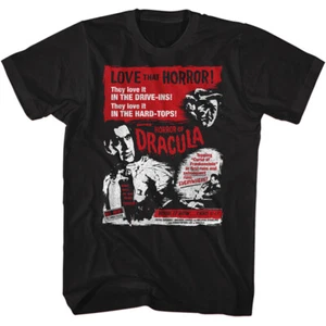Hammer Horror Of Dracula Movie Poster They Love It Drive Ins Men's T Shirt - Picture 1 of 3