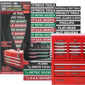 2 PACK Adhesive TOOLBOX LABELS Organize your Socket Sets - Green Edition - Picture 1 of 10