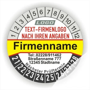 Prüfplaketten Individuell Wunsch-Text Logo DGUV V3,UVV,BGV,D27,BGR,VDE Ø:30-40mm - Zdjęcie 1 z 1