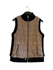 Calvin Klein Women Sz XL Performance Puff Vest Beige/Black Full Zip - Picture 1 of 7