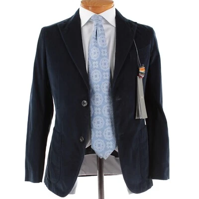 Boglioli NWT Velvet Sport Coat / K Jacket Size 44R (34R US) In Blue 100% Cotton - Image 1 of 4