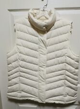 Talbots Women Puffer Vest L White Quilted Vest Down Filled Full Zip Flaw