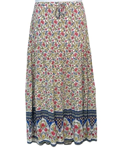 Falda Campesina Midi R Vivimos Talla S-M 37.5"L Cintura Elástica Boho Floral Rayón Fluida - Imagen 1 de 8