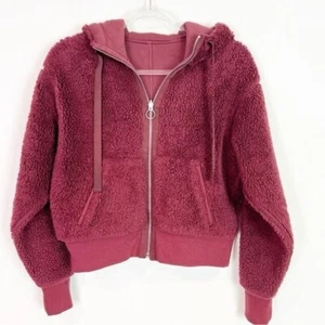 ATHLETA PURPLE REVERSIBLE FLEECE SHERPA HOODED ZIP FRONT JACKET WOMENS SZ XS - Picture 1 of 4