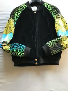 🐆Versace x H&M Bomberjacke Größe L Kanye West Shindy Versus Mega Rare Leopard🐆