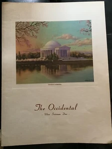 The Occidental Restaurant Menu 1947 Washington DC “Where Statesmen Dine” - Picture 1 of 3