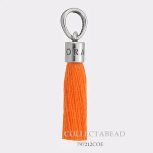 Authentic Pandora Silver Orange Fabric Tassel Dangle Charm 797212COE - Picture 1 of 1