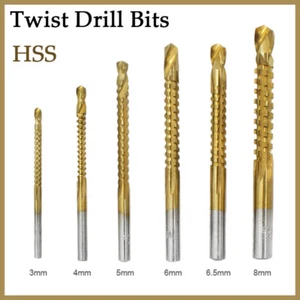 Twist Drill Bits High Speed Steel HSS Saw Bit Drilling Wood Metal Set 3mm~8mm - Picture 1 of 9