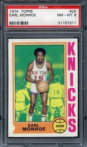 1974 Topps #25 Earl Monroe PSA 8 HOF New York Knicks 7311 - Picture 1 of 2
