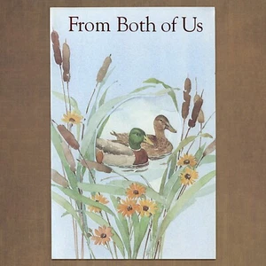 Tarjeta de saludos americanos vintage del día del padre de ambos estados unidos, flores de estanque de patos - Imagen 1 de 8
