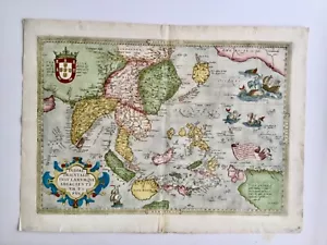 Ortelius 1595 Indiae Orientalis Insularumque Adiacientium Typus copperplate map - Picture 1 of 8