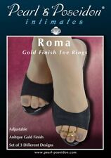 Roma - Set of 3 Antique Gold Toe Rings in Different Classic Designs Costume