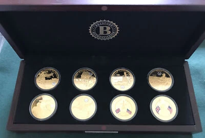 BRADFORD PEARL HARBOR 金皇冠系列 8 Cons 镀金带盒 罕见。 — 第 1/4 张图片