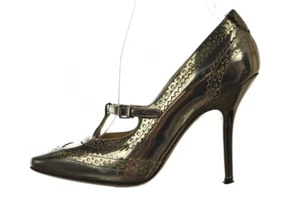 Marvin K Shoes Size 6.5 Pewter Gray Metallic Leather Classic Pumps Heels - Picture 1 of 6