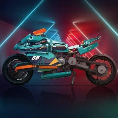 Cyberpunk Green Motorcycle Bricks Model DIY Kids Toy Building Blocks MOC MY88017 - Image 1 of 4