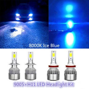4x Combo AZUL HIELO H11 9005 HB3 LED Faro Bombilla 8000K 72W 8000LM Luz Alta Baja - Imagen 1 de 12