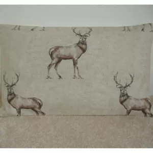 Stag Cushion Cover 20" x 12" Oblong Bolster Grey Brown Glencoe Stags Deer - Picture 1 of 1