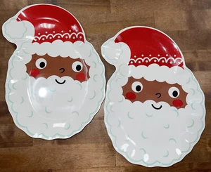 Lot Of 2- Melamine Plate - African American Santa - 8”x11” - Picture 1 of 3