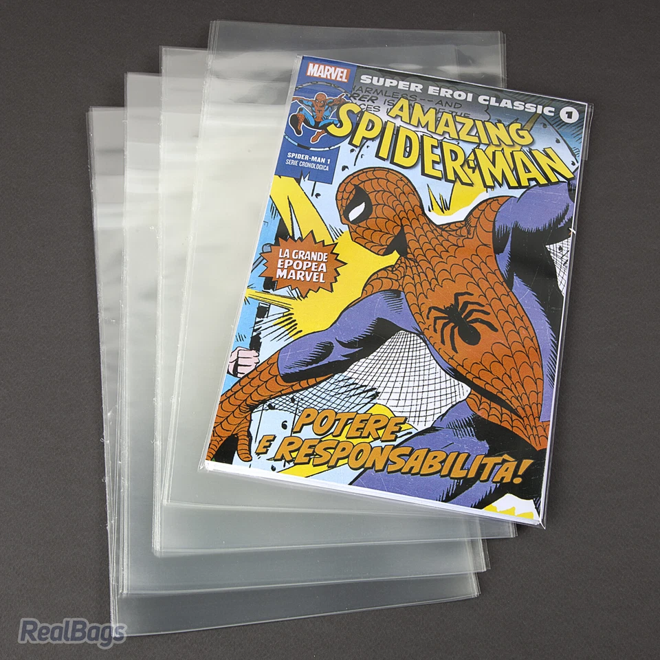 100 Buste per fumetti formato COMICS TP1 cm 18,1x26,5+4,5 60 My con adesivo - Immagine 1 di 1