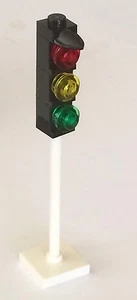 NEW 4 PCS Lego Minifig Road Sign TRAFFIC LIGHT Red Yellow Green with WHITE Base - Picture 1 of 1