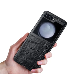 For Samsung Galaxy Z Flip5 Flip4 Flip3 Luxury Slim crocodile print Leather Case - Imagen 1 de 9