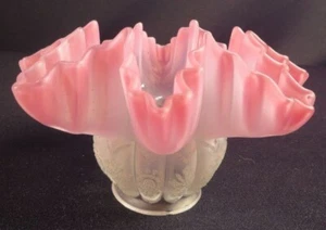 1880-1900 rosa klar Satin Korallen viktorianische Kunst Glas Early Elec 2 1/4 Zoll Farbton - Bild 1 von 6