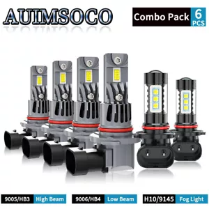 For Chevrolet Silverado 1500 Classic 2007 LED Headlight Bulbs 6Pcs 9005+9006+H10 - Picture 1 of 15