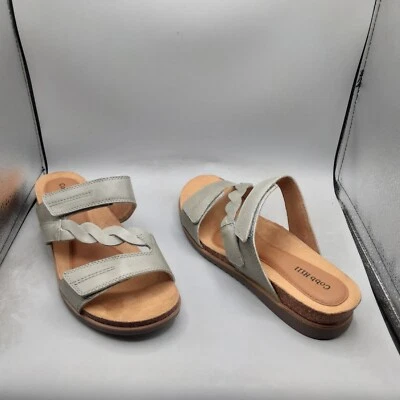 Женские сандалии-шлепанцы Cobb Hill май 9,5 М зеленые плетеные с ремешками кожа D825 - Изображение 1 из 4