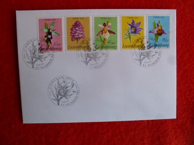 LUXEMBOURG PROTECTED PLANTS CHARITY ISSUE  FDC 4TH DEC 1975 SET OF 5 STAMPS - Image 1 of 1