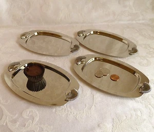 Silver trays, boxed set of 4, shell handles 7 inch non-tarnish nickle plate, new - Picture 1 of 3
