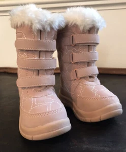 Baby Gap Pink Winter Boots  with White Faux Fur and Thinsulate Toddler Size 5  - Picture 1 of 7