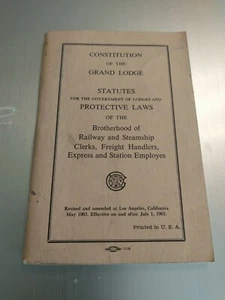 Constitution of Grand Lodge of Brotherhood Railway & Steamship Clerks, 1963 - Imagen 1 de 2