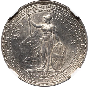 1902-C Großbritannien Edward VII Trade Dollar NGC MS63 Kalkutta seltene Münze - Bild 1 von 4