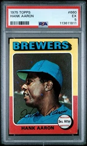 1975 Topps Hank Aaron #660 PSA 5 EX HOF Braves Brewers Legend! - Picture 1 of 3