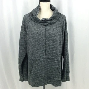 Gap Kangaroo Pocket Cowl Neck Sweatshirt Womens Size XL Black Heather Pullover - Picture 1 of 11
