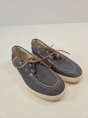 Polo por Ralph Lauren Hombres Lijadora Talla 8.5 D Azul Lona Mocasín Zapatos de Barco Foto 1 de 4