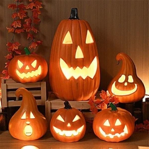 Harvest Pumpkin Hollow Out Jack-o-lantern Plastic Halloween Decorations Gifts UK - Bild 1 von 8