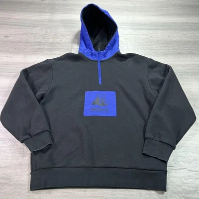 Adidas Adventure Hoodie Mens Black Blue Half Zip Bear Patch Pullover H09054 - image 1 of 4