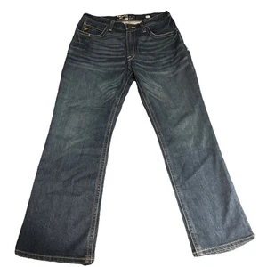 Ariat Blue Men's M4 Relaxed Boot Cut Denim Dark Wash Jeans - Size 34x32 - Picture 1 of 12