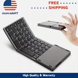Mini Folding Wireless Bluetooth Keyboard With Touchpad for Laptop Tablet Phone - Picture 1 of 9