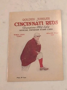 GOLDEN JUBILEE CINCINNATI REDS MLB SOUVENIR SCORE CARD REPRINT OF 1919 PROGRAM - Bild 1 von 3