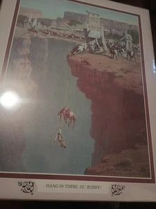 LLoyd Mitchell 1976 Sidekick Leanin Tree Print LIFE AROUND HERE IS CLIFF HANGER - Picture 1 of 16