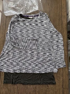 Women's LOGO by Lori Goldstein B & W Top & Olive Tank Top 2pc Set Size L NEW - Picture 1 of 9