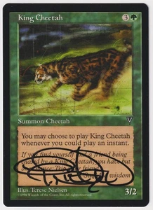 Signed King Cheetah Proof LP Visions Artist Terese Nielsen 1996 MTG Magic AP! - Picture 1 of 2